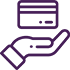 Cashback Card on hand purple icon