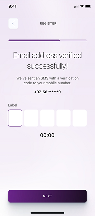 Enter the verification code sent to your registered mobile number via SMS